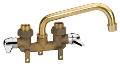 Laundry Faucet, Clamp Mount, Rough Brass, 2 Chrome Handles