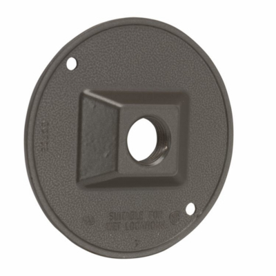 Round Weatherproof Cluster Cover, (1) 1/2 in. Threaded Outlet, Bronze