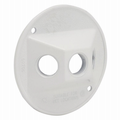 Round Weatherproof Cluster Cover, (3) 1/2 in. Threaded Outlets, White