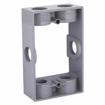 1-Gang Weatherproof Extension Adapter, Six 1/2 in. Threaded Outlets, Gray