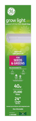 LED Horticultural Grow Light Fixture, 40 Watt, 24 In.