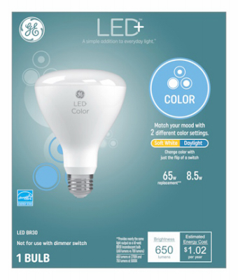 LED+ Soft White/Daylight Color-Change Light Bulb, BR30 Medium Base, 8.5 Watt