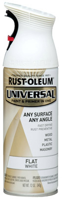 Universal Paint & Primer Spray Paint, White Flat, 12-oz.