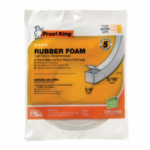 Rubber Foam Weatherseal Tape, 3/8 W x 5/16 In. T x 10 Ft.