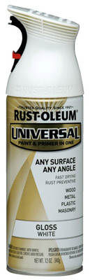 Universal Paint & Primer Spray Paint, White Gloss, 12-oz.