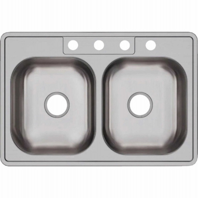 Dayton Stainless Steel Double Kitchen Sink, 33 x 22 x 6-1/16 In.