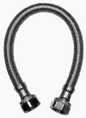 Faucet Connector, Stainless Steel, 1/2 FIP x 1/2 FIP x 16 In.