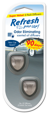 Car Air Freshener Diffusers, New Car Scent, 2 Pack
