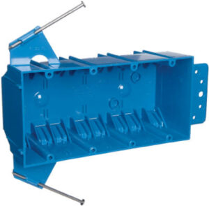 4 Gang New Work Switch & Outlet Box, 7-3/5 x 3-7/10 x 2-1/2 In. Deep