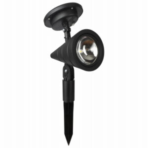 Solar Spotlights, Cone Shape, Black Plastic, 15 Lumens, 2-Pk.
