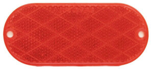 Trailer Reflector, Self Adhesive, Red Oval, 4-3/8 x 1-7/8-In.