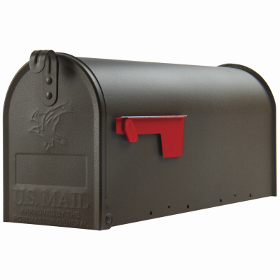 Elite Post-Mount Mailbox, Medium, Textured Bronze Steel