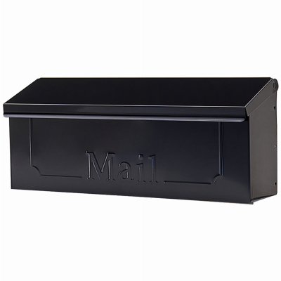 Townhouse Wall-Mount Mailbox, Small Horizontal, Black Steel