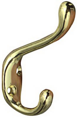Hat & Coat Hook, Heavy-Duty, Bright Brass