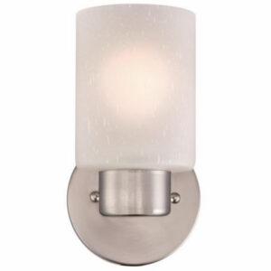 Sylvester Modern Indoor Wall Light Fixture, Brushed Nickel, Frosted Glass Shade