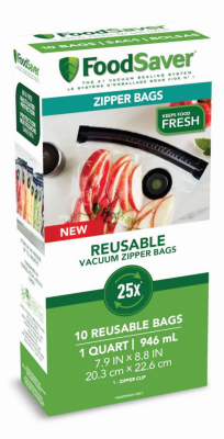 Reusable Vacuum Zipper Bags, for FoodSaver Handheld Vacuum Sealers, Qt., 10-Ct.