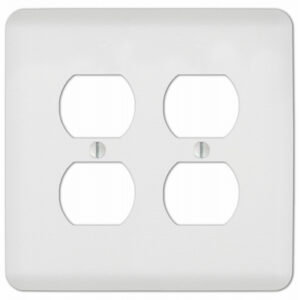 Capric Wall Plate, White Paintable Steel, 2 Duplex