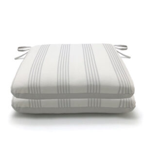 Patio Seat Cushion, Gray/White Stripes, 18 x 15 In.