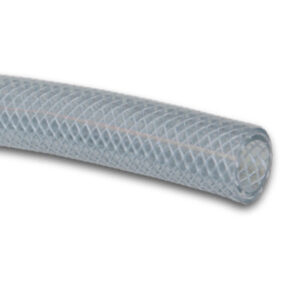 PVC Vinyl Tubing, Braided, FDA Grade, Clear, 5/8 ID x 7/8 In. OD x 75 Ft.