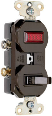 Pass & Seymour Switch & Pilot Light, Single-Pole, Brown, 15-Amp, 120/125-Volt