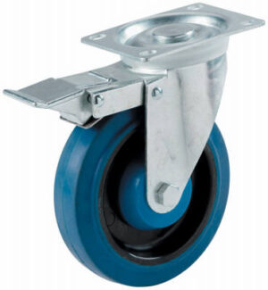 4 In. Blue Swivel Plate Caster/ Brake