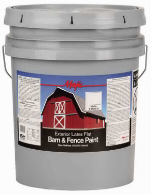 Barn & Fence Latex Paint, Flat, White, 5 Gallon