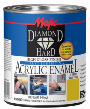 Diamondhard Anti-Rust Acrylic Paint, High Gloss Safety Yellow, Qt.