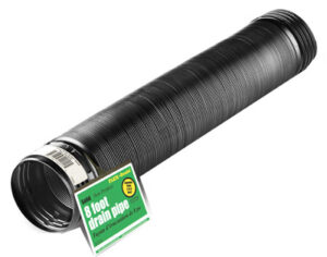 Flexible Expandable Drain Pipe, Solid Black Polyethylene, 4 In. x 8 Ft.