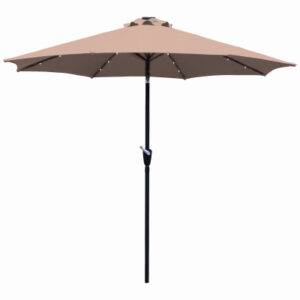 Market Umbrella With LED Lights, Beige, 9 Ft.