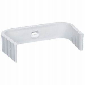 Downspout Clip, Traditional, Vinyl, White, 2 x 3-In.