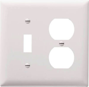 Pass & Seymour 1-Toggle & 1-Duplex Nylon Wall Plate, 2-Gang, White