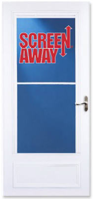 Screen Away Storm Door, Retractable Screen, White Aluminum & Nickel Handles, Solid Wood Core, 36 x 81-In.