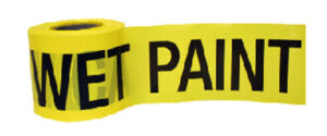 "Caution Wet Paint" Barricade Tape, Bright Yellow, Weatherproof, 3 In. x 300 Ft.