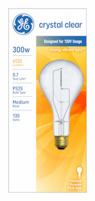 Clear Light Bulb, 300 Watt