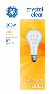 General Purpose Light Bulb, A21, 200 Watt
