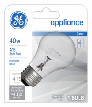 Appliance Light Bulb, Clear, 435 Lumens, 40 Watt