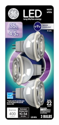 LED Directional Light Bulb, MR16, White Light, Clear Bulb, 450 Lumens, 4.5 Watt, 3-Pk.