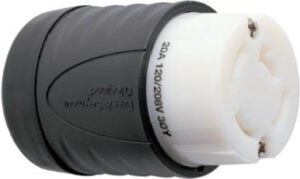 Pass & Seymour Locking Plug, Black & White, Non-NEMA, 20-Amp, 125/208-Volt