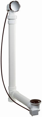 Cable Drive Bath Drain, White, 1-1/2 In.