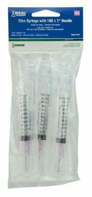 Disposable Syringe with Needle Leur Lock, 12cc 18G x 1, 3-Pk.