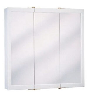 Tri-View Mirror Medicine Cabinet, White Wood, 23-3/4 x 25-5/8 In.