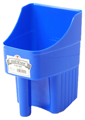 Feed Scoop, Enclosed, Blue Plastic, 3 Qt.