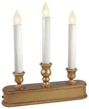 Christmas LED 3-Light Candolier, Battery-Operated, Gold, 10-In.