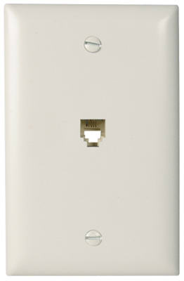 Pass & Seymour Wall Plate, Phone Jack, White Nylon