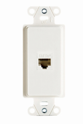 Pass & Seymour Wall Jack, Cat5e/RJ45, 1-Port, White