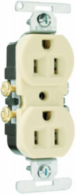 Trademaster Duplex Outlet, White, 15-Amp