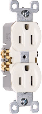 Pass & Seymour Standard Duplex Outlet, White, 2-Pole, 3-Wire Grounding, 15-Amp., 125-Volt