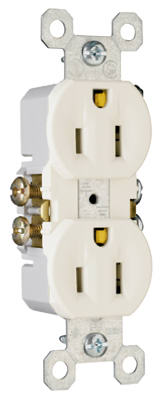 Pass & Seymour Standard Duplex Outlet, Light Almond, 2-Pole, 3-Wire Grounding, 15-Amp., 125-Volt