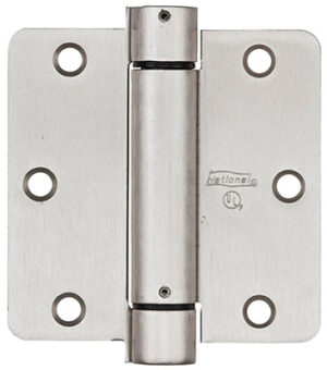 Spring Door Hinge, Adjustable, Nickel, 3.5 In.