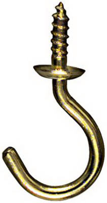 Ceiling Cup Hook, Brass, 1/2 In., 6-Pk.
